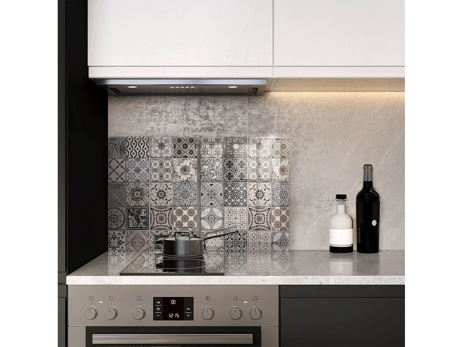 Rechteckiges Küchenbrett aus Glas, 2 Stück 40x52 cm, dekorative Fliesen