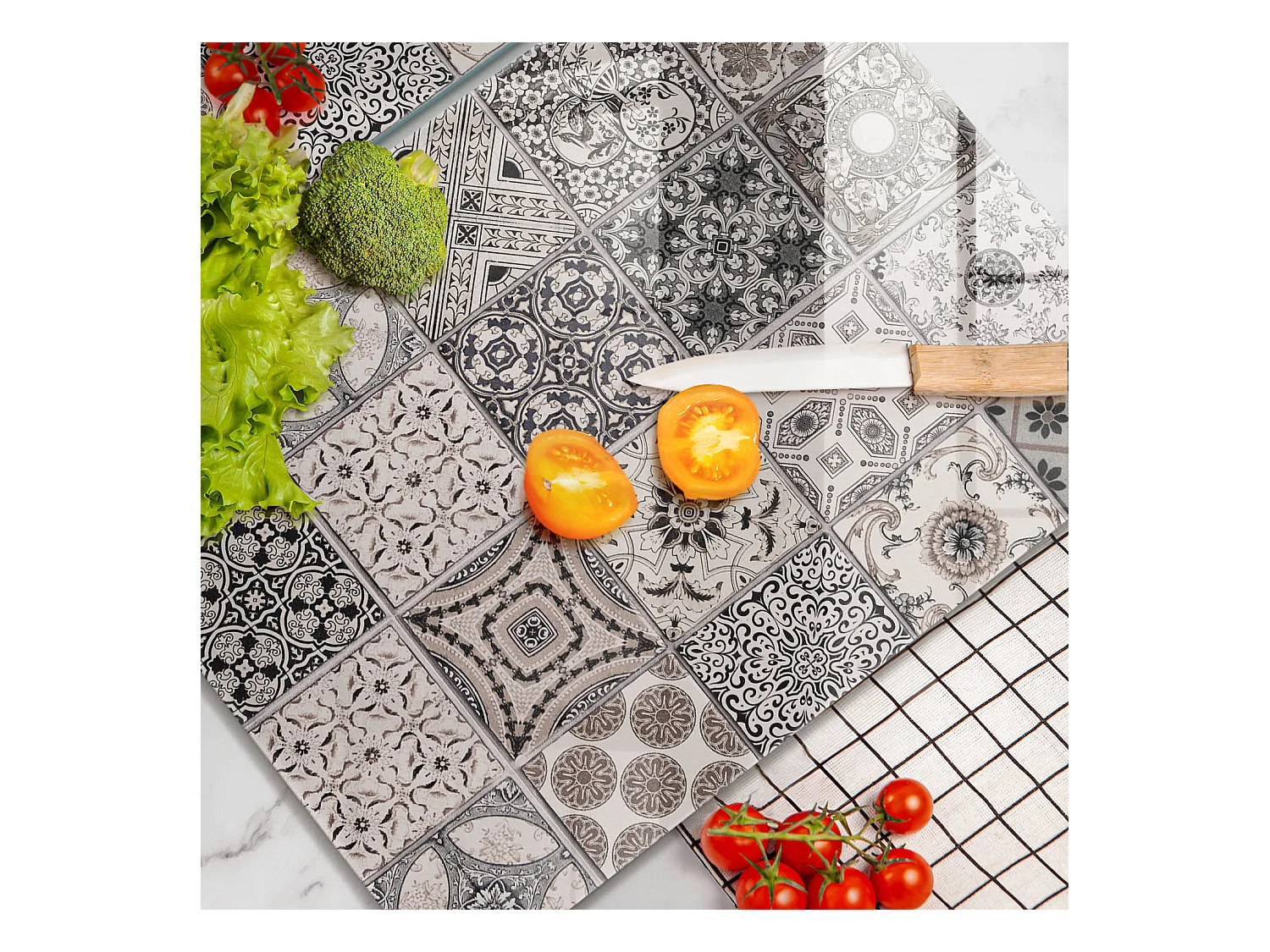 Planche de cuisine rectangulaire en verre, 2 pièces 40x52 cm Carrelage décoratif