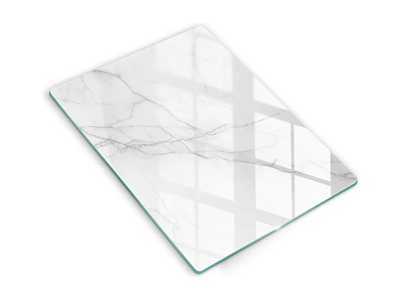 Planche de cuisine rectangulaire en verre, 40x52 cm Marbre blanc délicat.