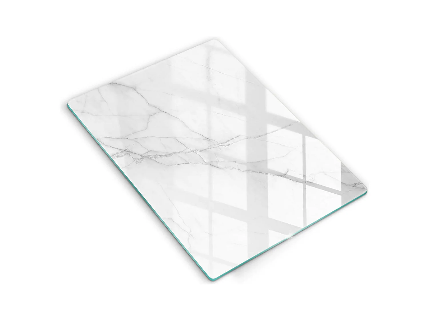 Planche de cuisine rectangulaire en verre, 40x52 cm Marbre blanc délicat.