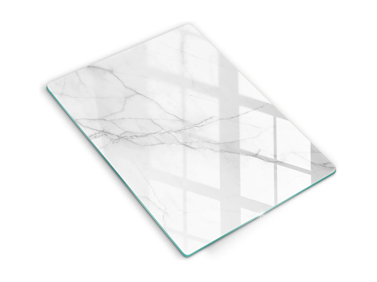 Rechteckiges Küchenbrett aus Glas, 40x52 cm Zarter weißer Marmor.