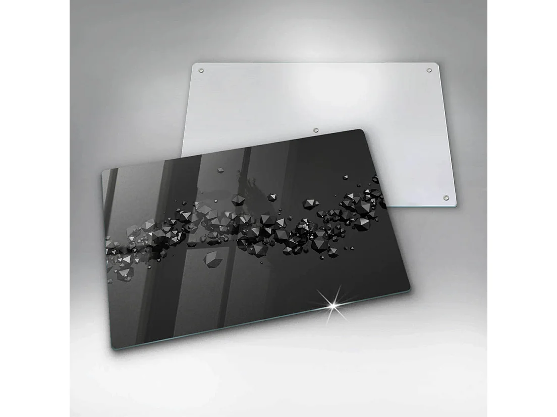 Rechteckiges Küchenbrett aus Glas, 80x52 cm, abstrakte 3D-Formen