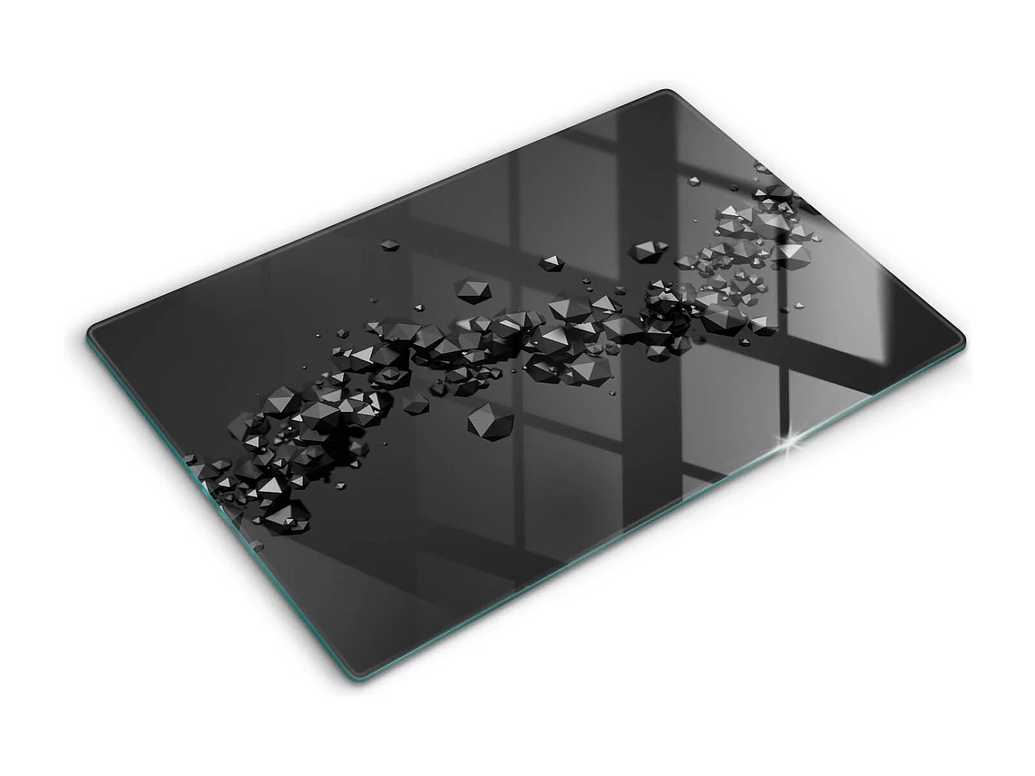 Rechteckiges Küchenbrett aus Glas, 80x52 cm, abstrakte 3D-Formen