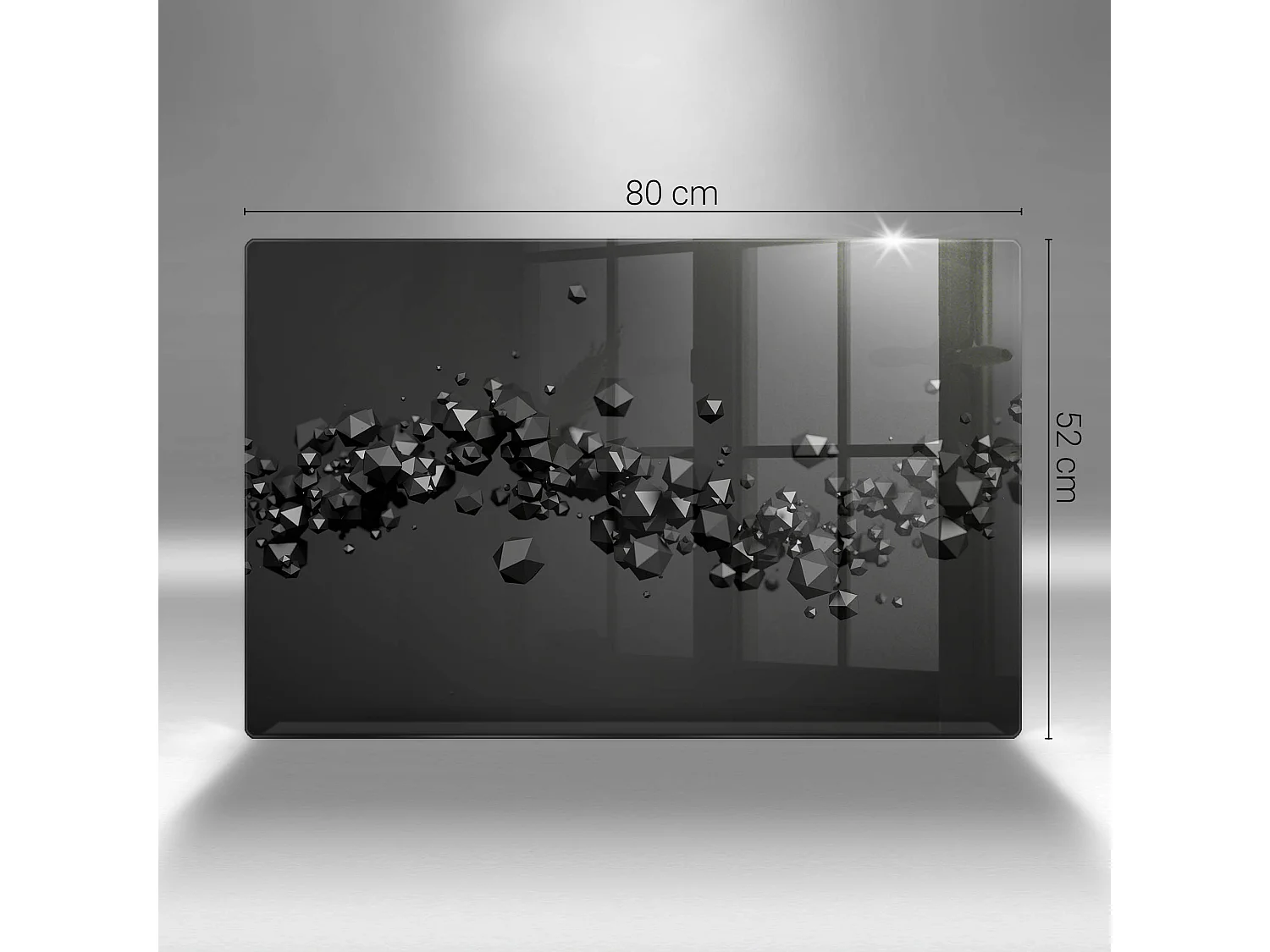 Rechteckiges Küchenbrett aus Glas, 80x52 cm, abstrakte 3D-Formen