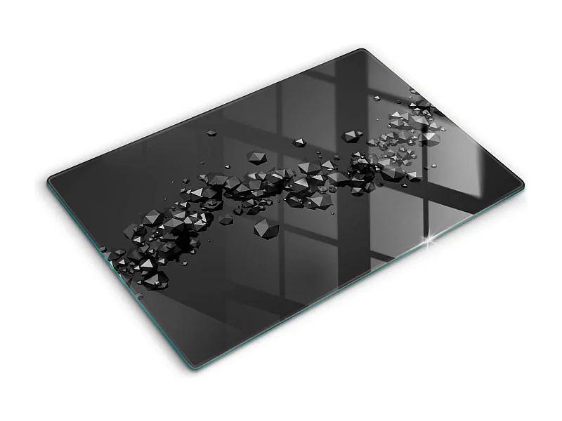 Rechteckiges Küchenbrett aus Glas, 80x52 cm, abstrakte 3D-Formen