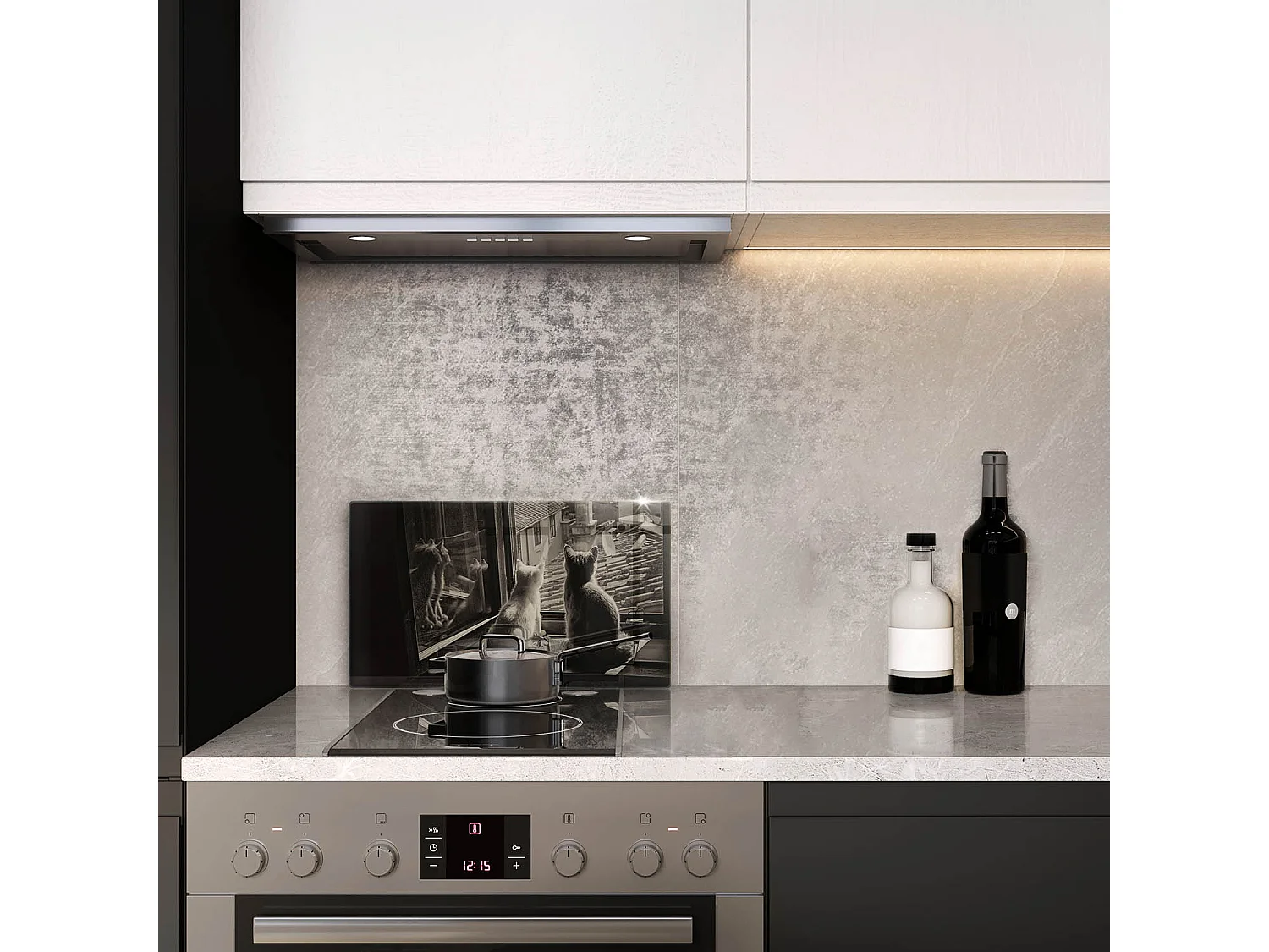 Planche de cuisine rectangulaire en verre, 52x30 cm Chats ville et fenêtre