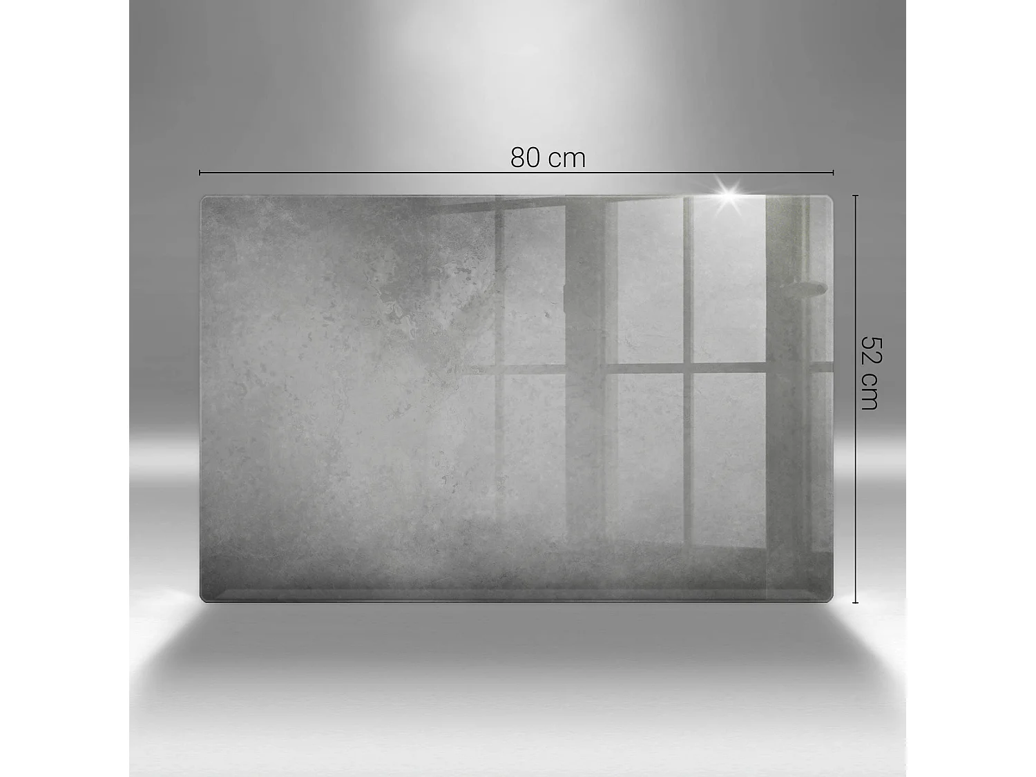 Planche de cuisine rectangulaire en verre, 80x52 cm, fond texture béton