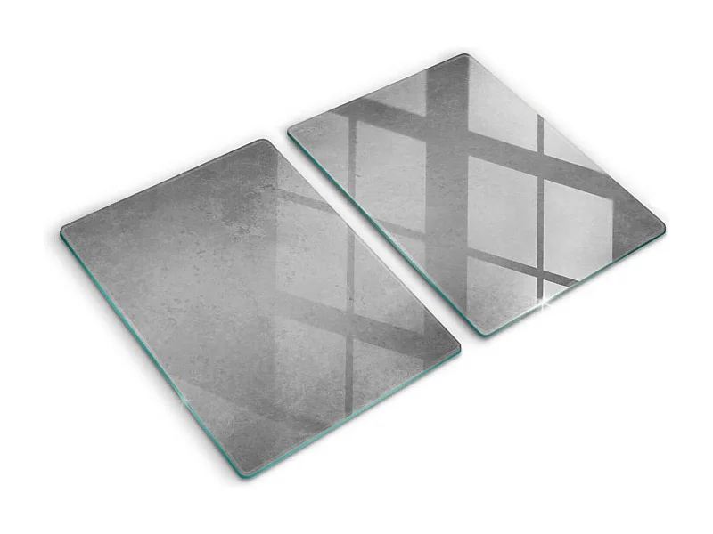 Rechteckiges Küchenbrett aus Glas, 2 Stück 40x52 cm Hintergrund mit Betonstruktur