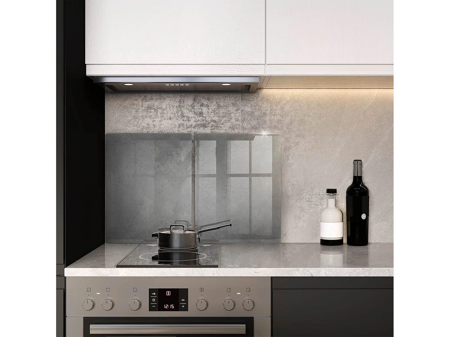 Rechteckiges Küchenbrett aus Glas, 2 Stück 40x52 cm Hintergrund mit Betonstruktur