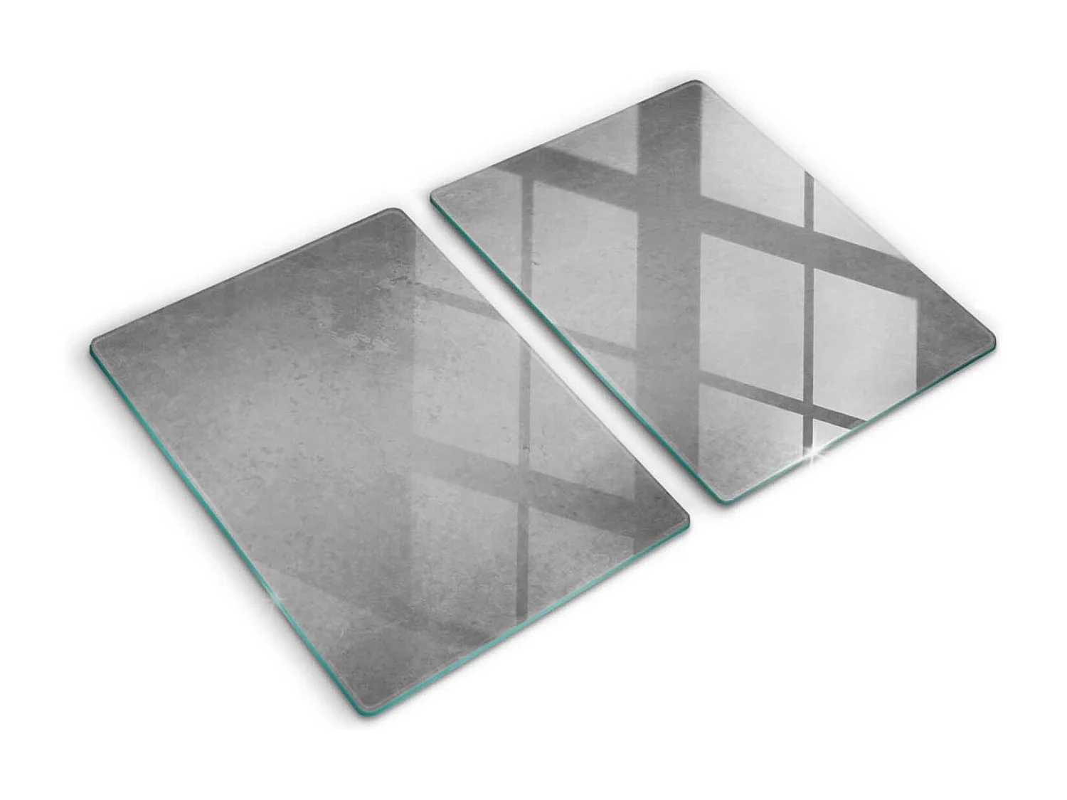 Rechteckiges Küchenbrett aus Glas, 2 Stück 40x52 cm Hintergrund mit Betonstruktur