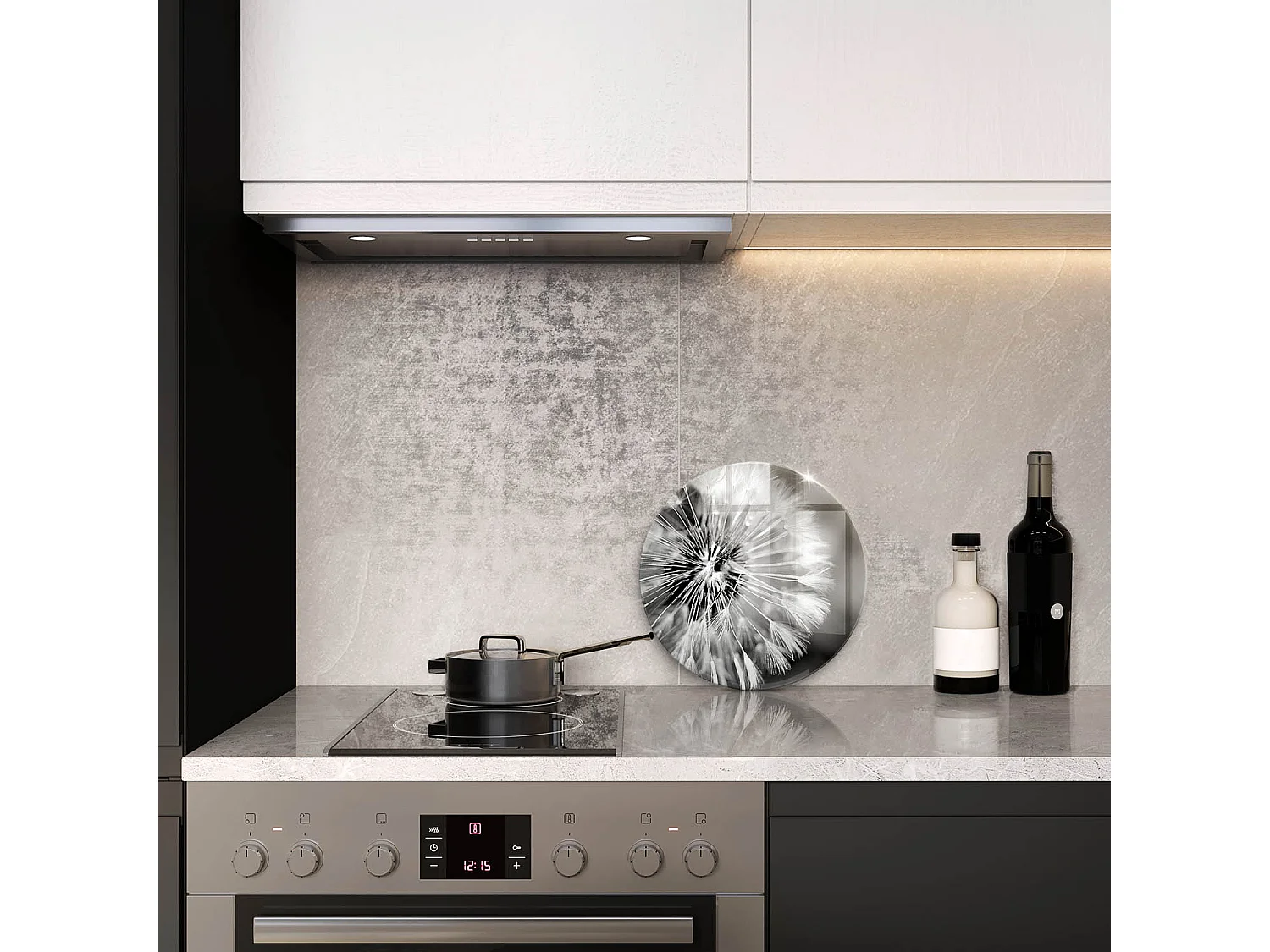 Rond glazen keukenplank, 30 cm Delicate Paardebloem