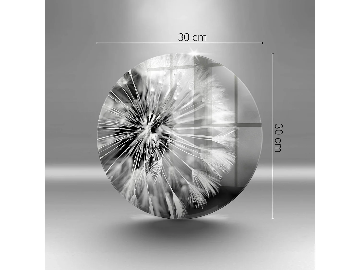 Rond glazen keukenplank, 30 cm Delicate Paardebloem