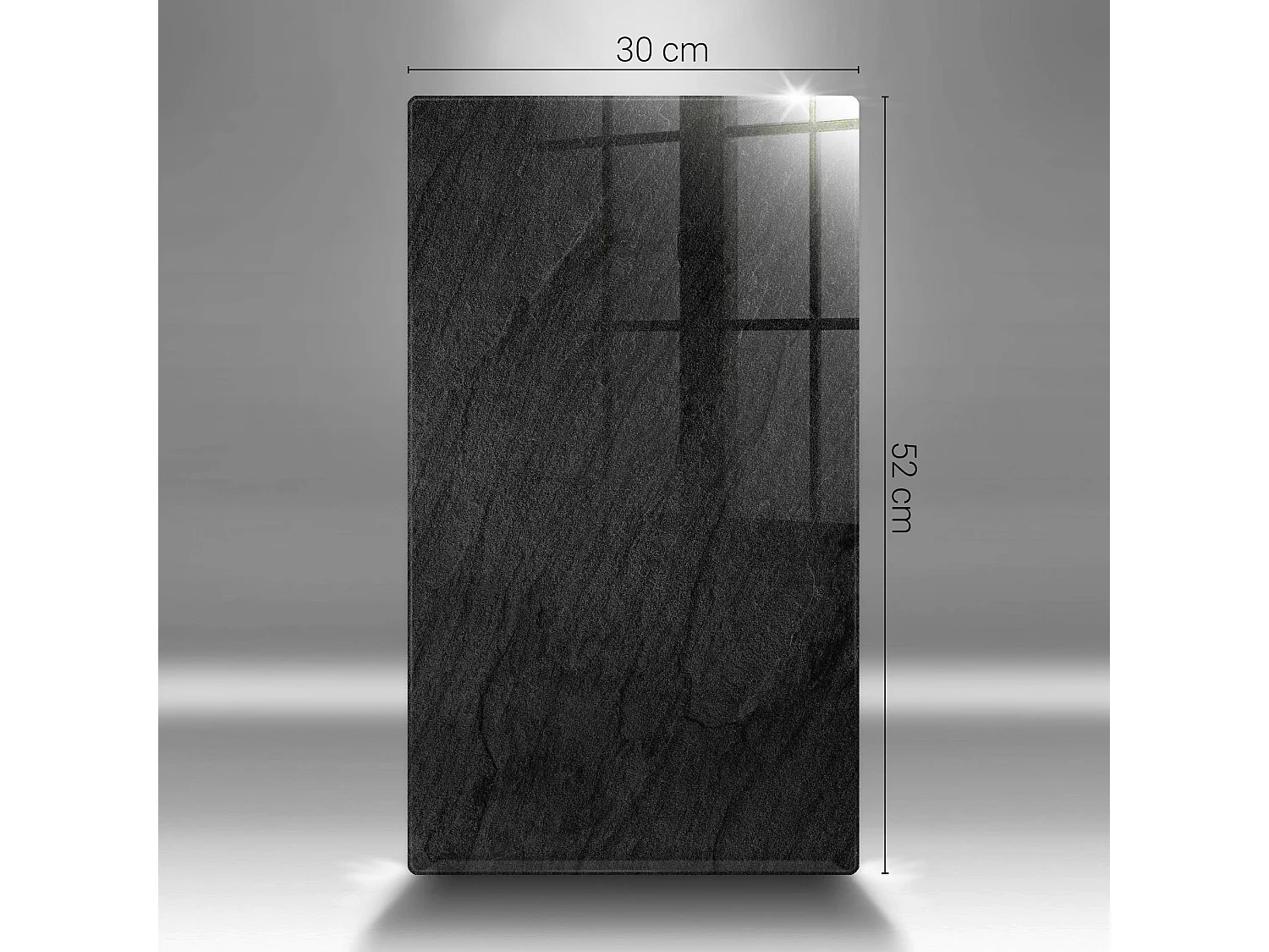 Planche de cuisine rectangulaire en verre, 40x52 cm, texture pierre.