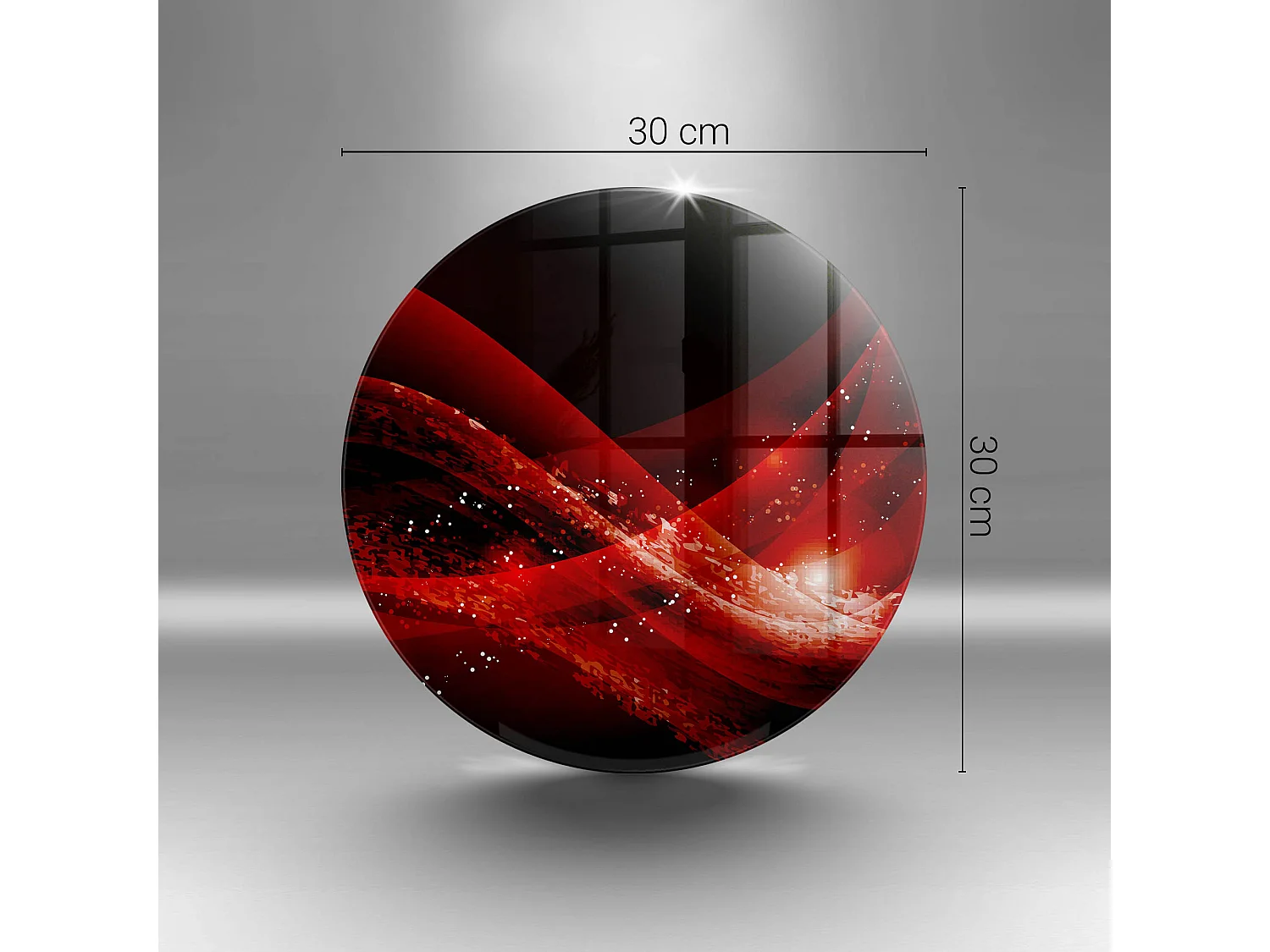 Planche de cuisine ronde en verre, 30 cm Abstraction moderne