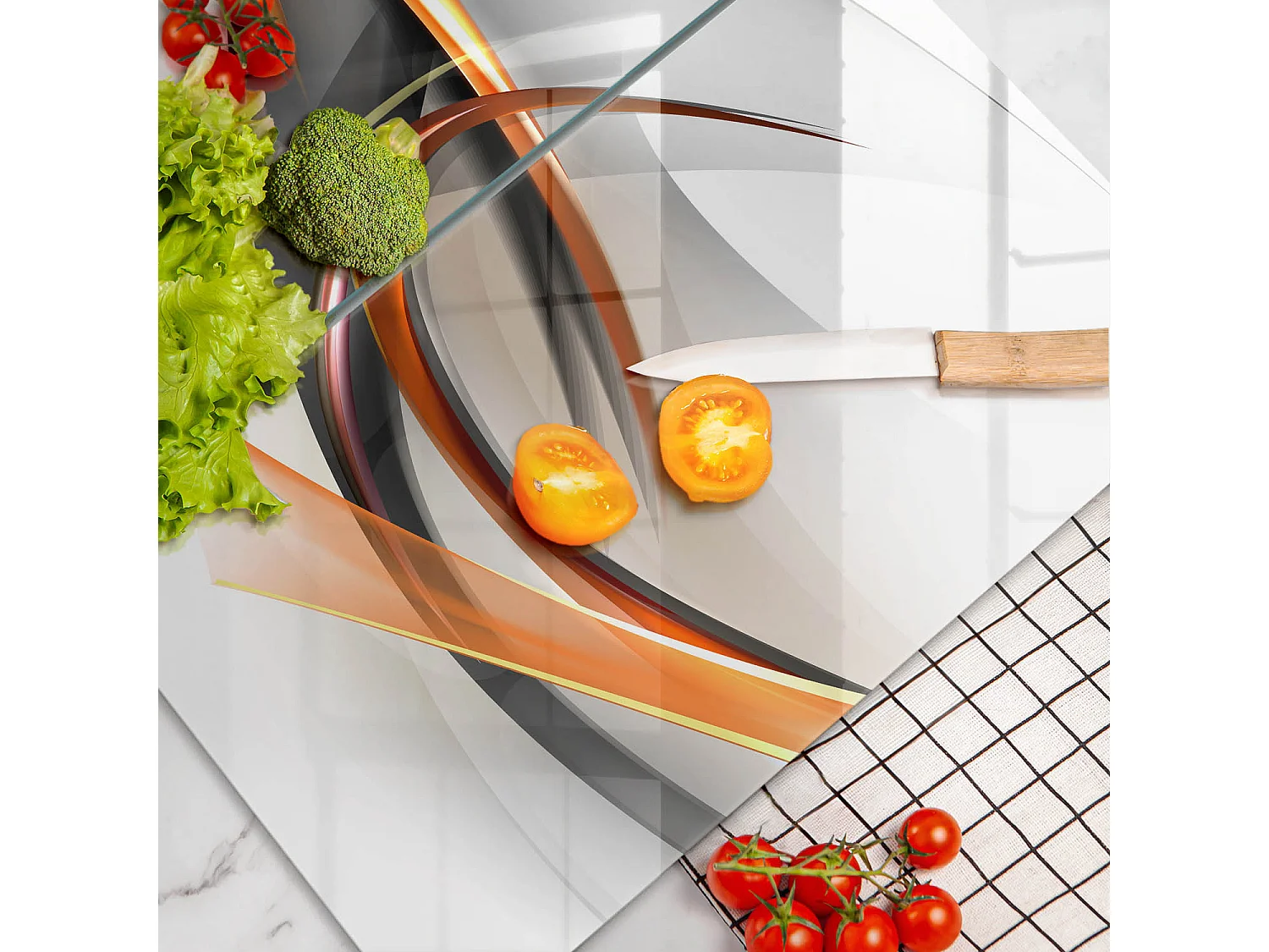 Rechteckiges Küchenbrett aus Glas, 2 Stück 30x52 cm Moderne Formen