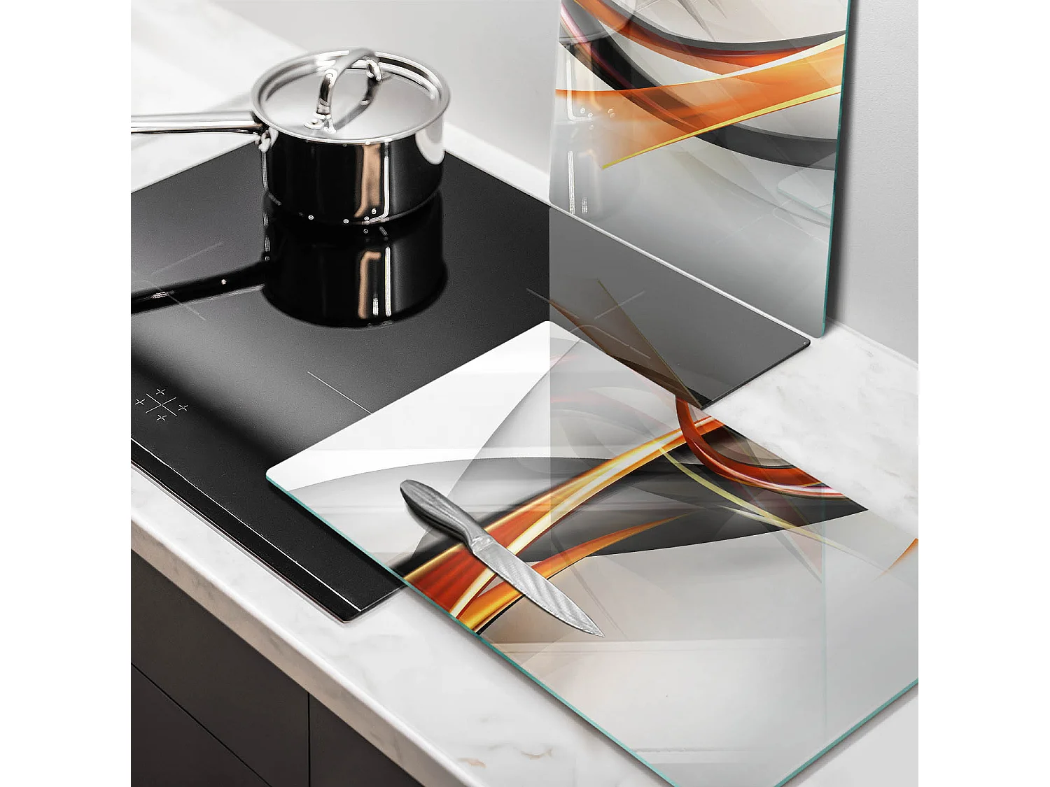 Rechteckiges Küchenbrett aus Glas, 2 Stück 30x52 cm Moderne Formen