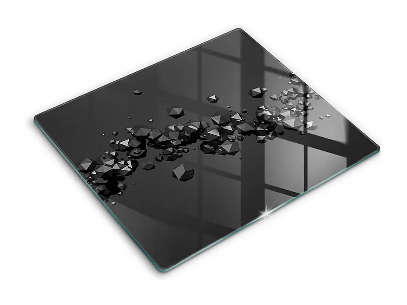 Rechteckiges Küchenbrett aus Glas, 60x52 cm, abstrakte 3D-Formen