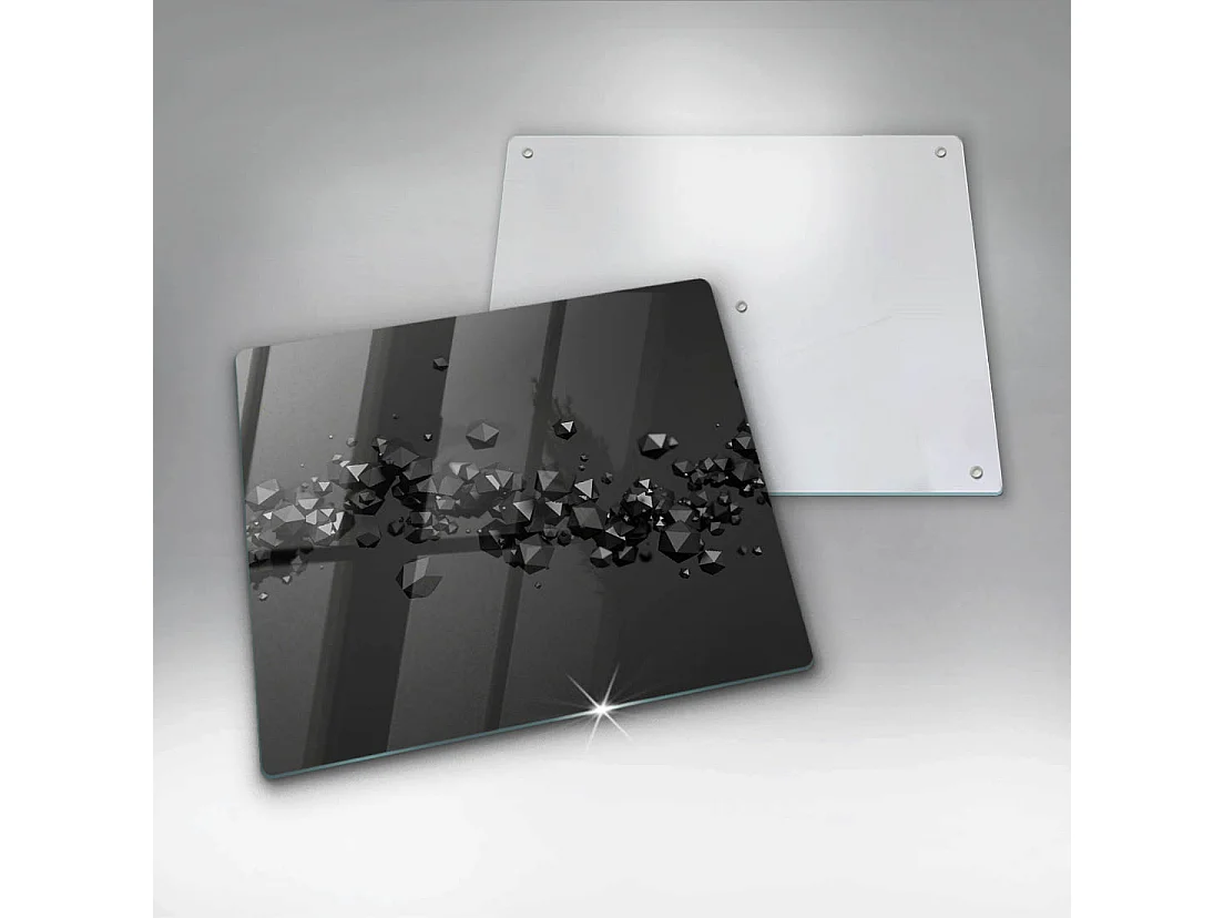 Planche de cuisine rectangulaire en verre, 60x52 cm formes 3D abstraites