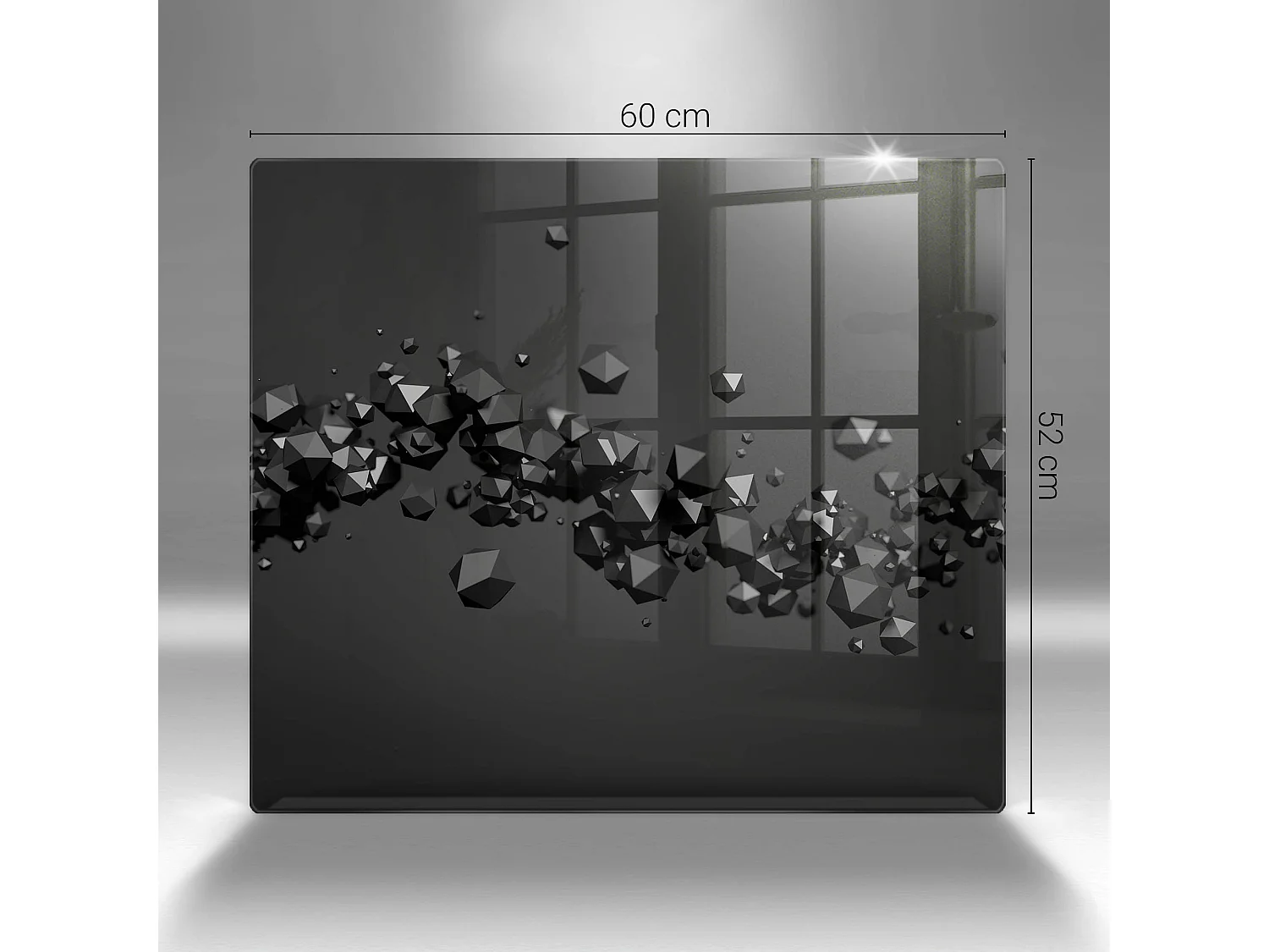 Planche de cuisine rectangulaire en verre, 60x52 cm formes 3D abstraites