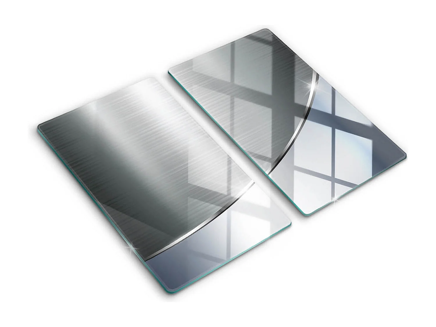 Rechthoekig glazen keukenbord, 2 stuks 30x52 cm Abstract metaalpatroon