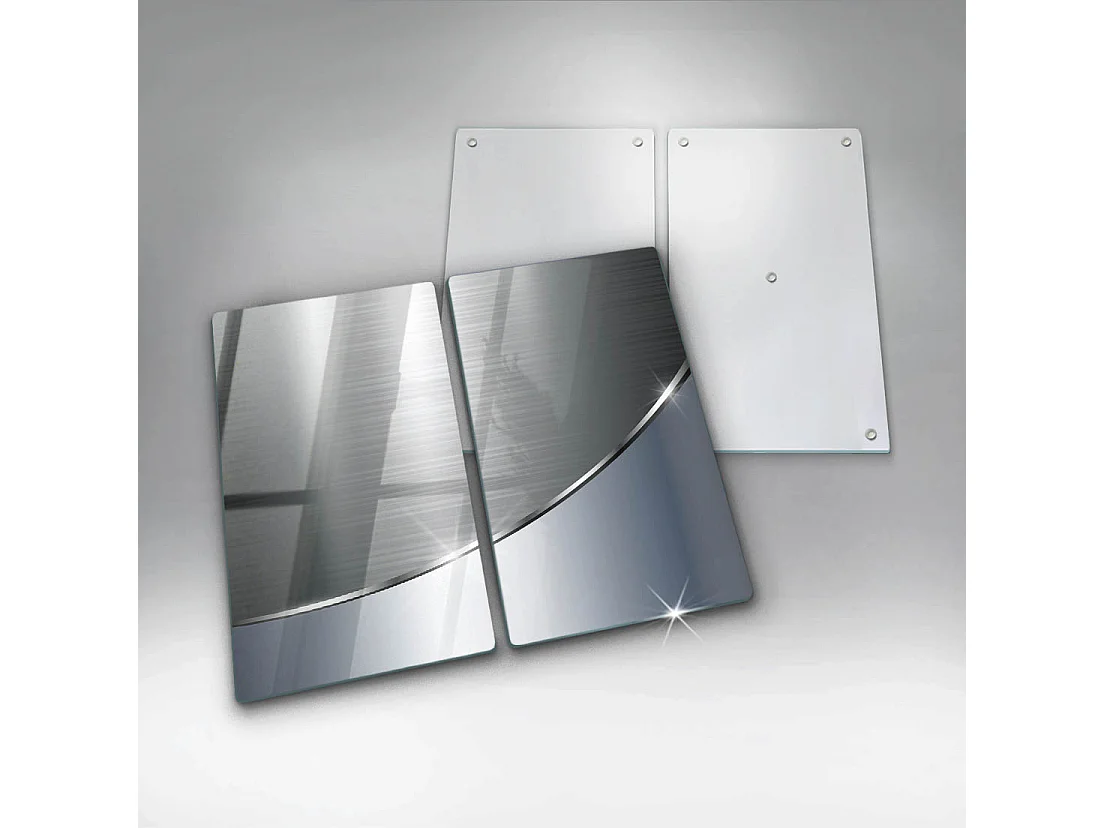 Rechthoekig glazen keukenbord, 2 stuks 30x52 cm Abstract metaalpatroon