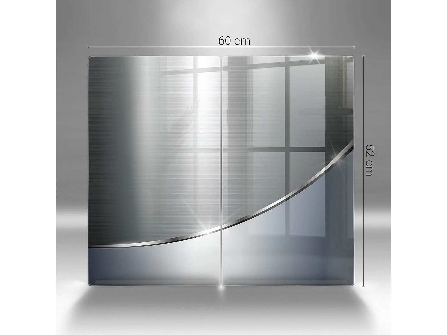 Rechthoekig glazen keukenbord, 2 stuks 30x52 cm Abstract metaalpatroon
