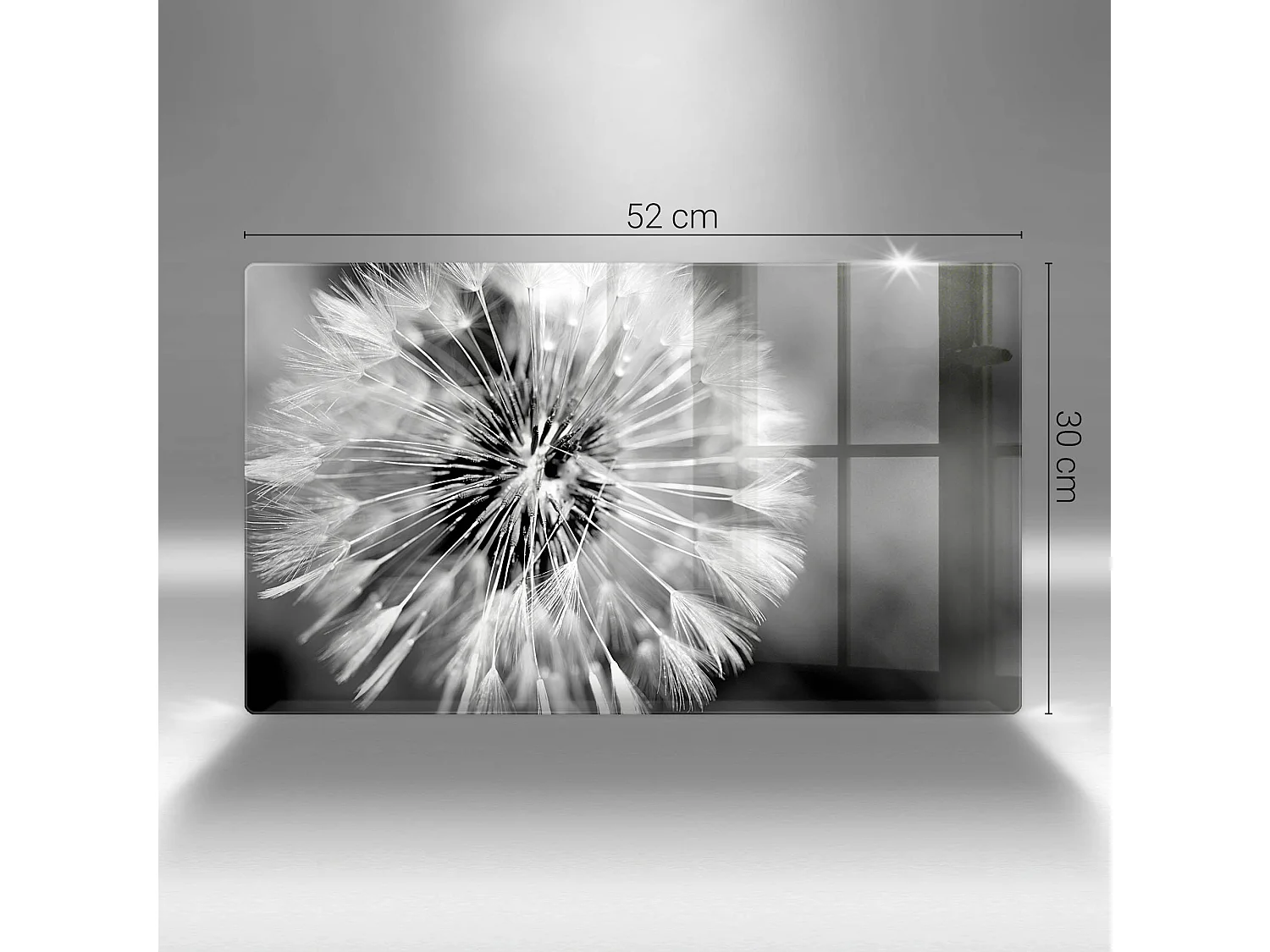 Planche de cuisine rectangulaire en verre, 52x30 cm Pissenlit délicat