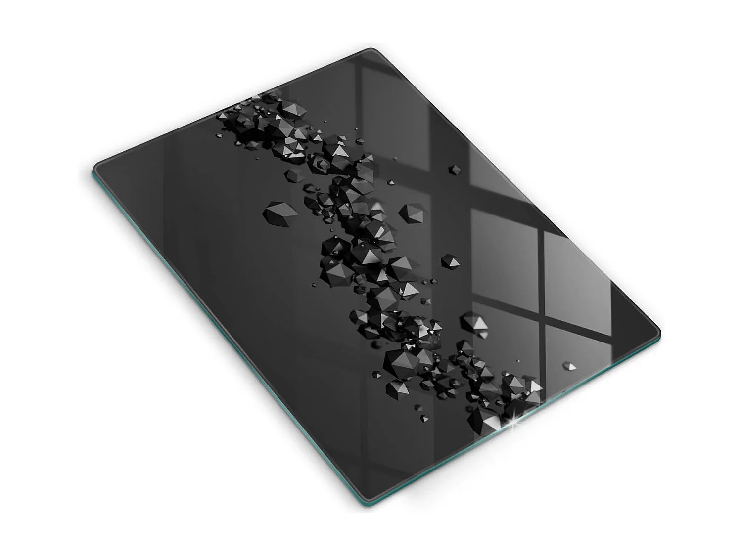 Planche de cuisine rectangulaire en verre, 40x52 cm Abstraction de formes 3D.