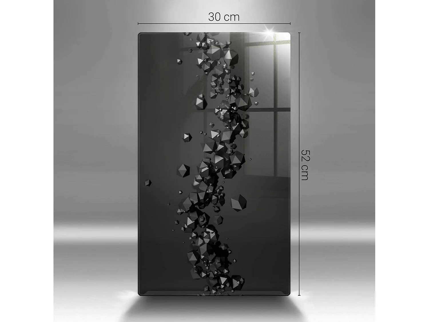 Planche de cuisine rectangulaire en verre, 40x52 cm Abstraction de formes 3D.