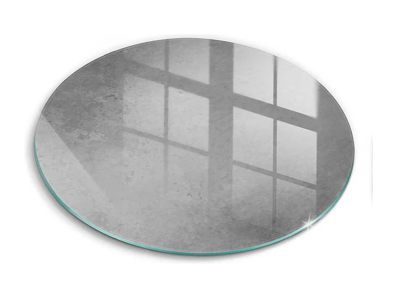 Rundes Küchenbrett aus Glas, 40 cm, Hintergrund mit Betonstruktur