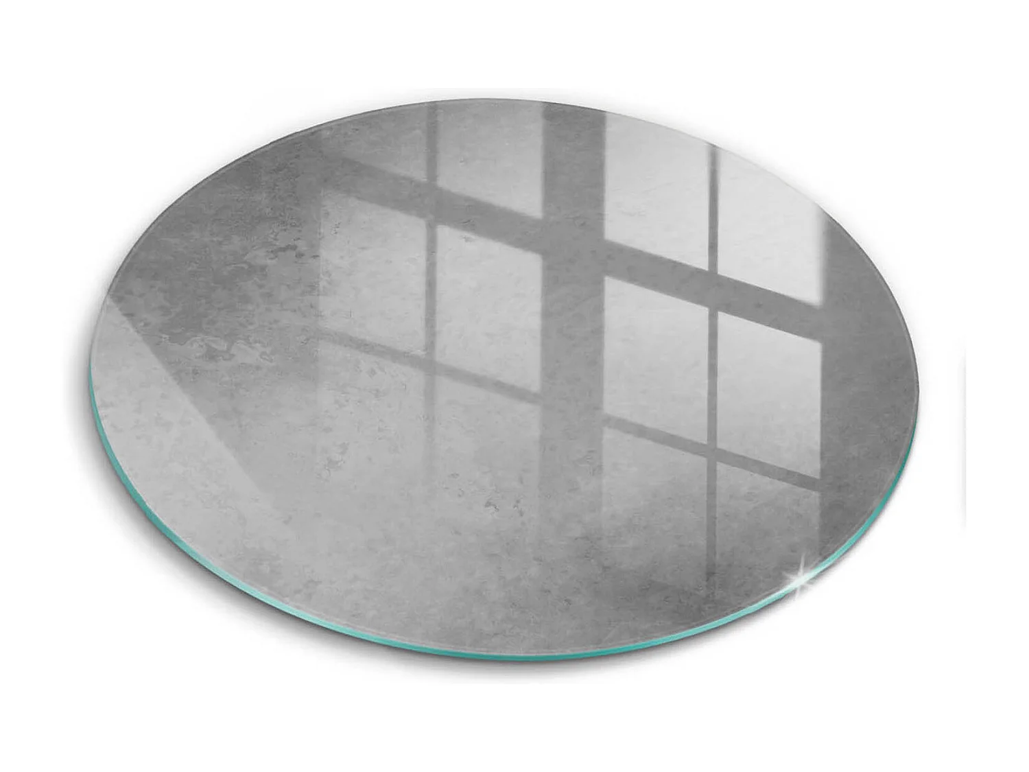 Rundes Küchenbrett aus Glas, 40 cm, Hintergrund mit Betonstruktur