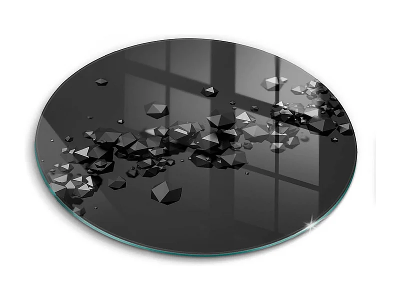 Planche de cuisine ronde en verre, 30 cm, formes 3D, abstraction