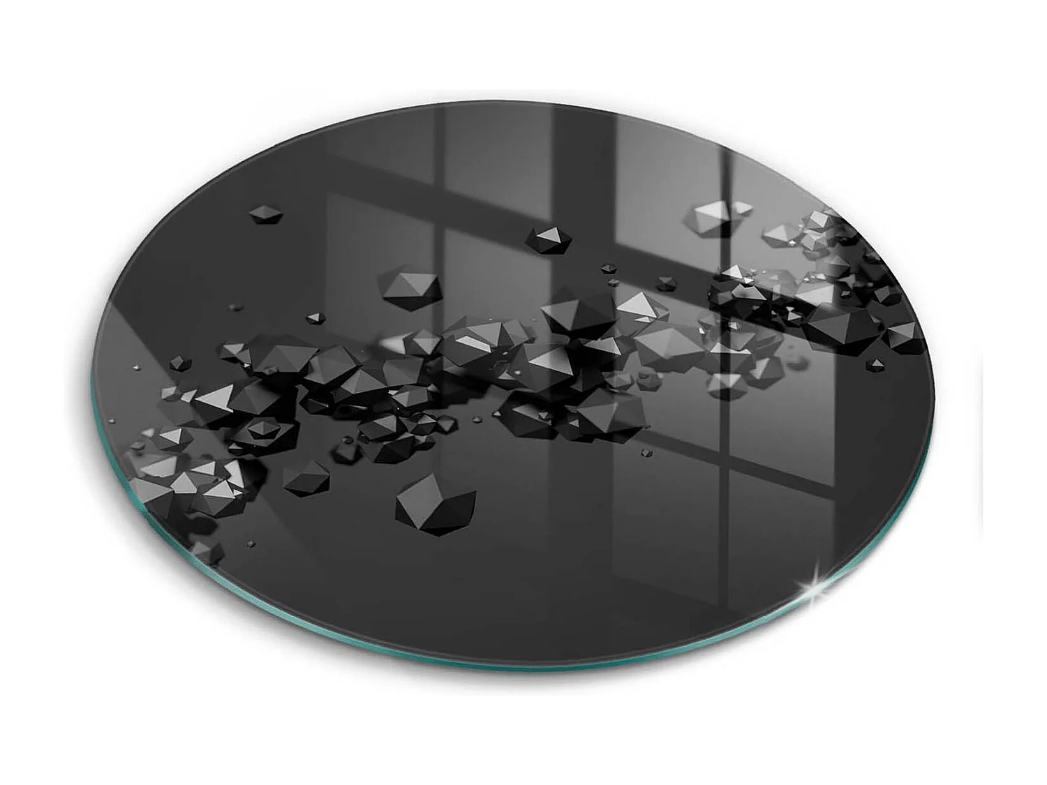 Planche de cuisine ronde en verre, 30 cm, formes 3D, abstraction