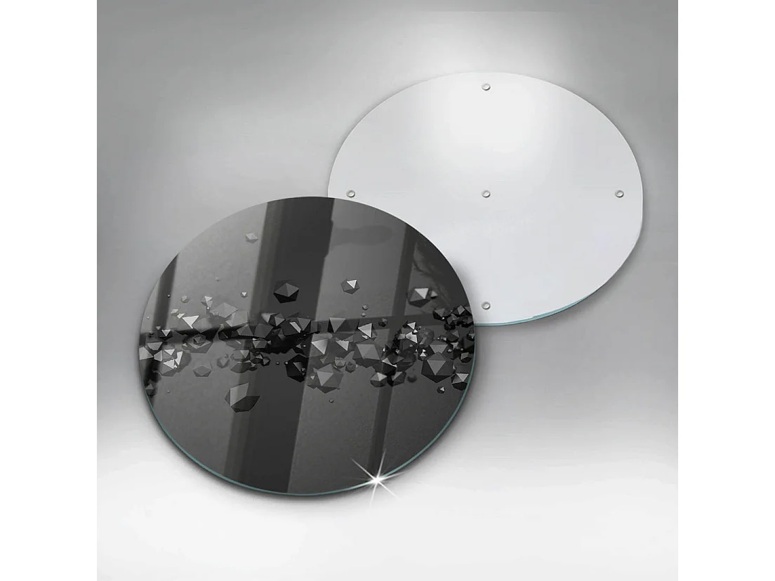 Planche de cuisine ronde en verre, 30 cm, formes 3D, abstraction