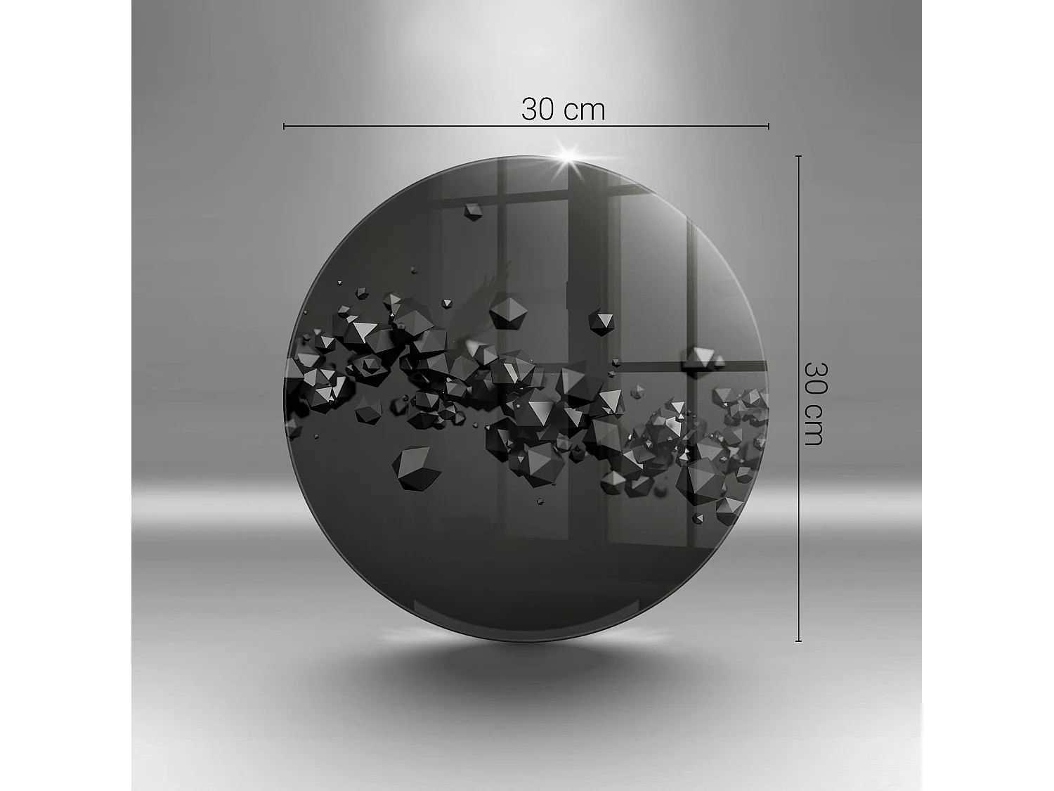 Planche de cuisine ronde en verre, 30 cm, formes 3D, abstraction
