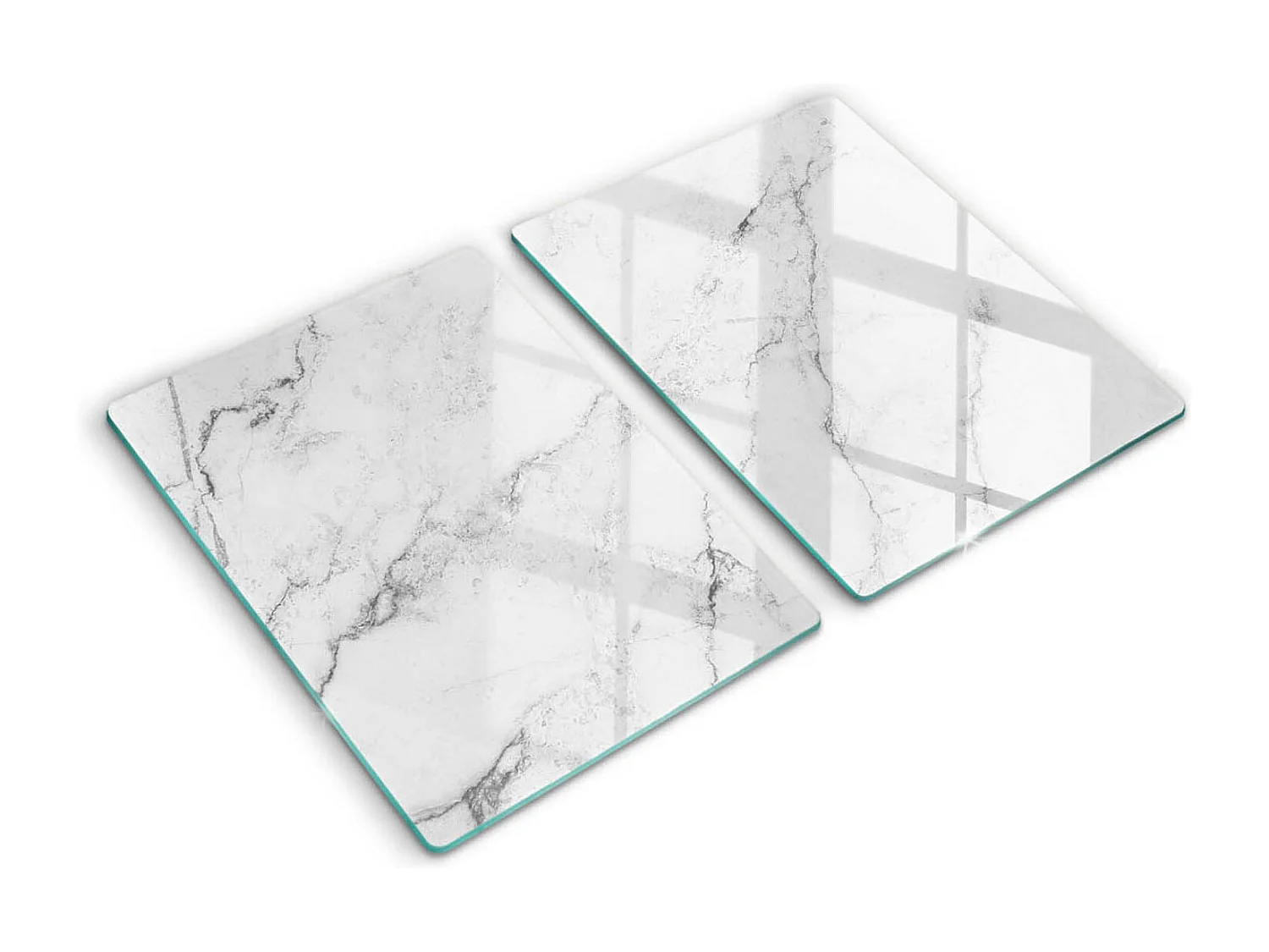 Planche de cuisine rectangulaire en verre, 2 pièces 40x52 cm Texture marbre élégante