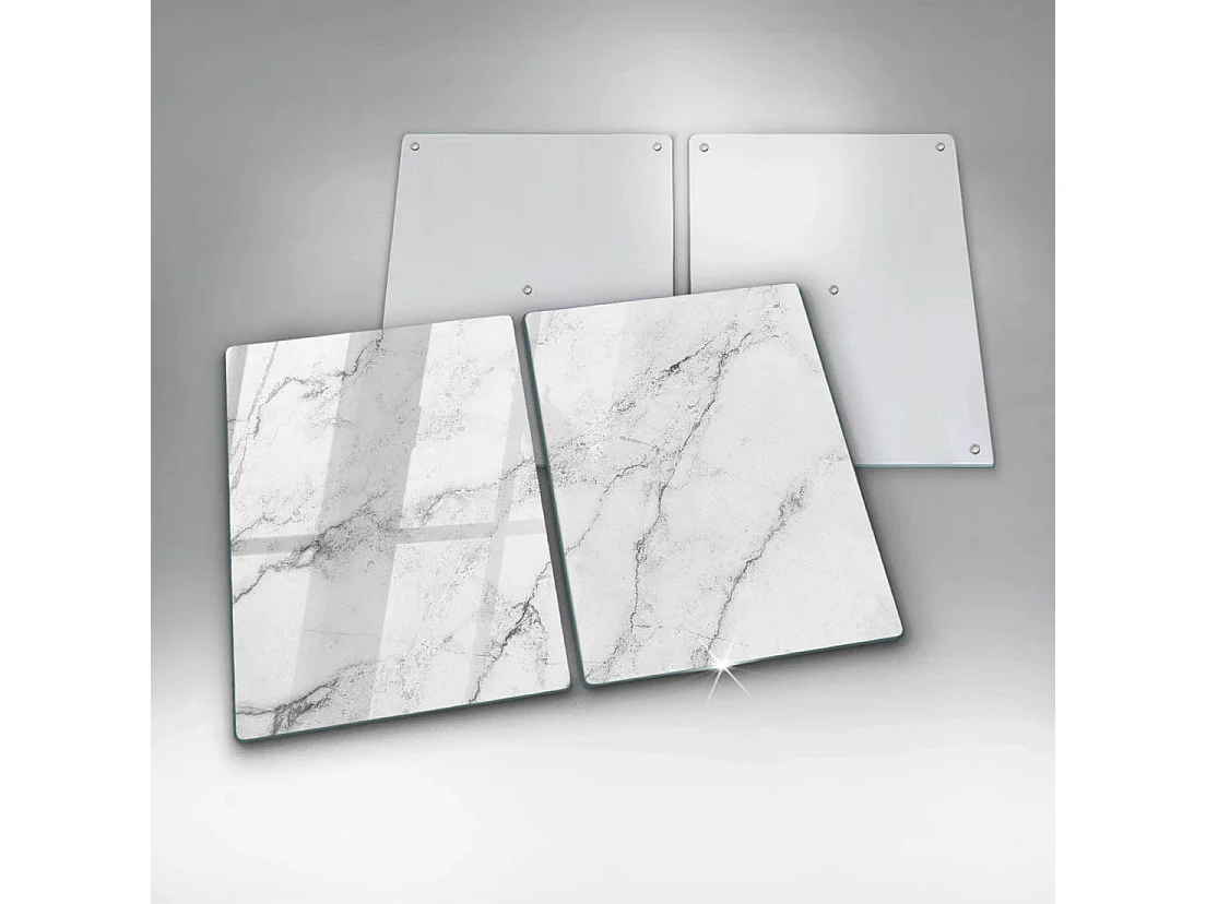 Planche de cuisine rectangulaire en verre, 2 pièces 40x52 cm Texture marbre élégante