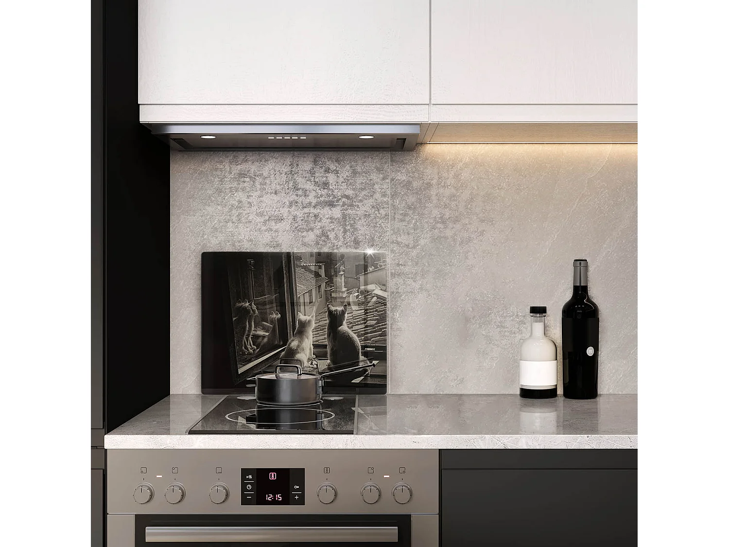 Planche de cuisine rectangulaire en verre, 52x40 cm Chats ville et fenêtre