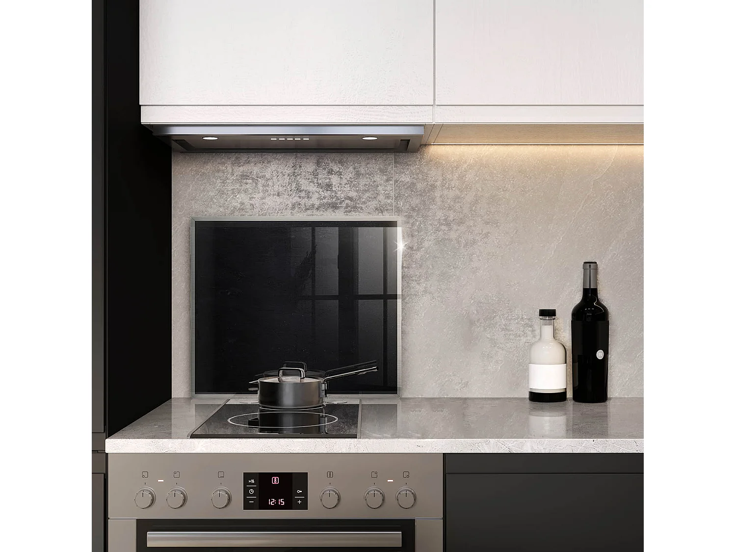 Rechteckiges Küchenbrett aus Glas, 60x52 cm Schwarz