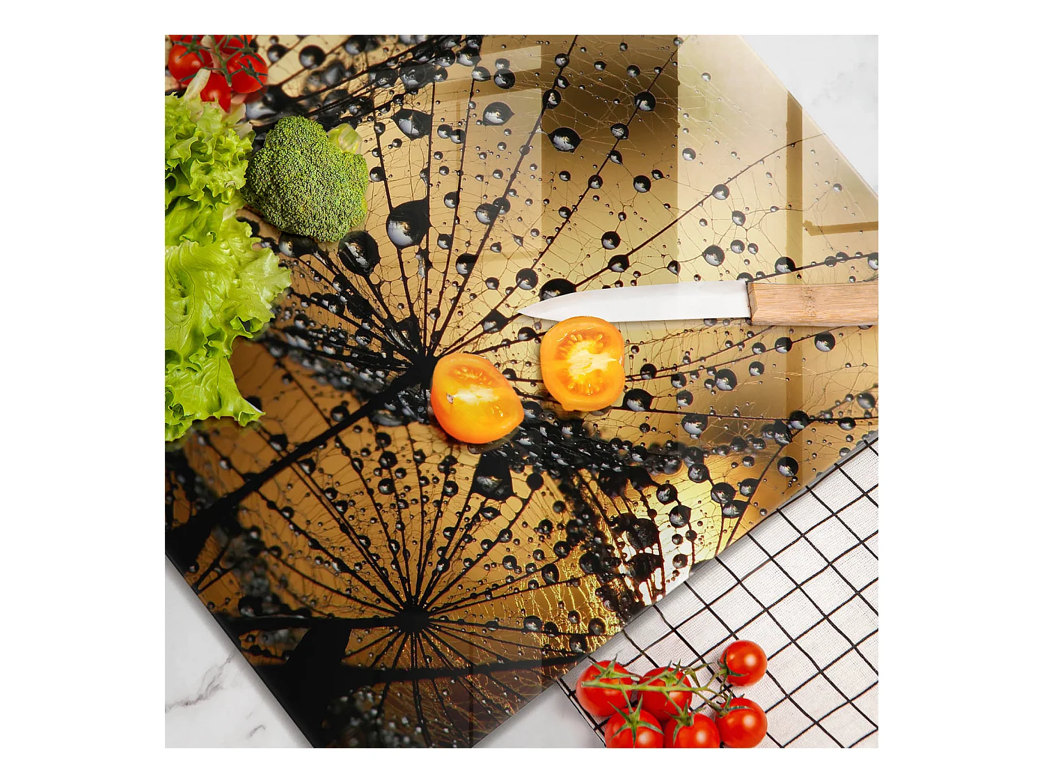 Planche de cuisine rectangulaire en verre, 60x52 cm Rosa et pissenlits