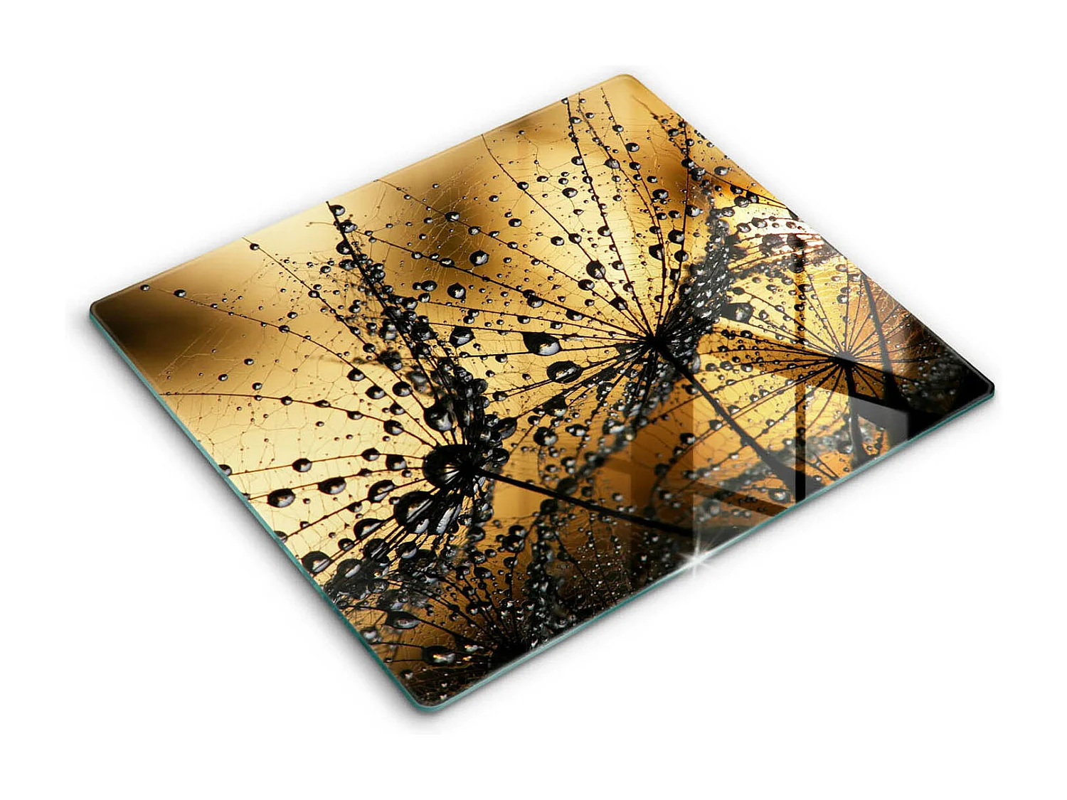 Tagliere da cucina rettangolare in vetro, 60x52 cm Rosa e denti di leone