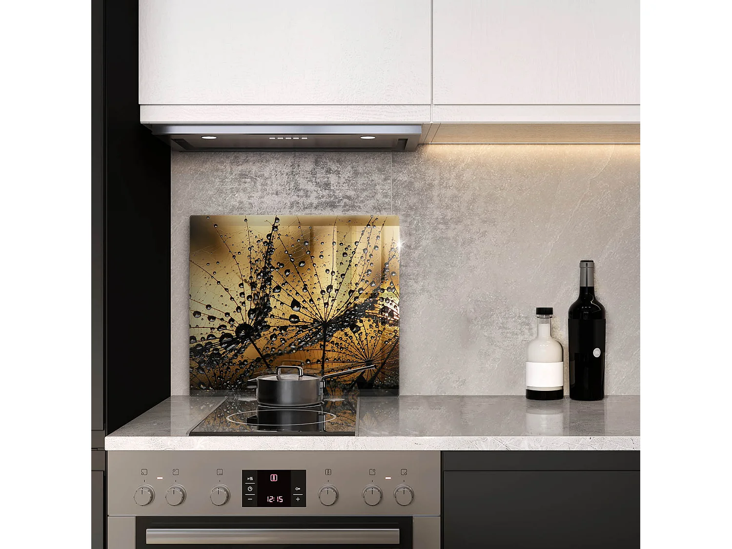 Tagliere da cucina rettangolare in vetro, 60x52 cm Rosa e denti di leone