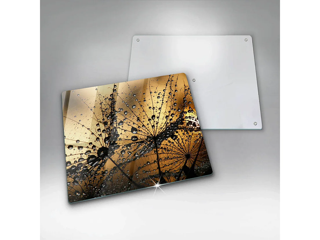 Tagliere da cucina rettangolare in vetro, 60x52 cm Rosa e denti di leone