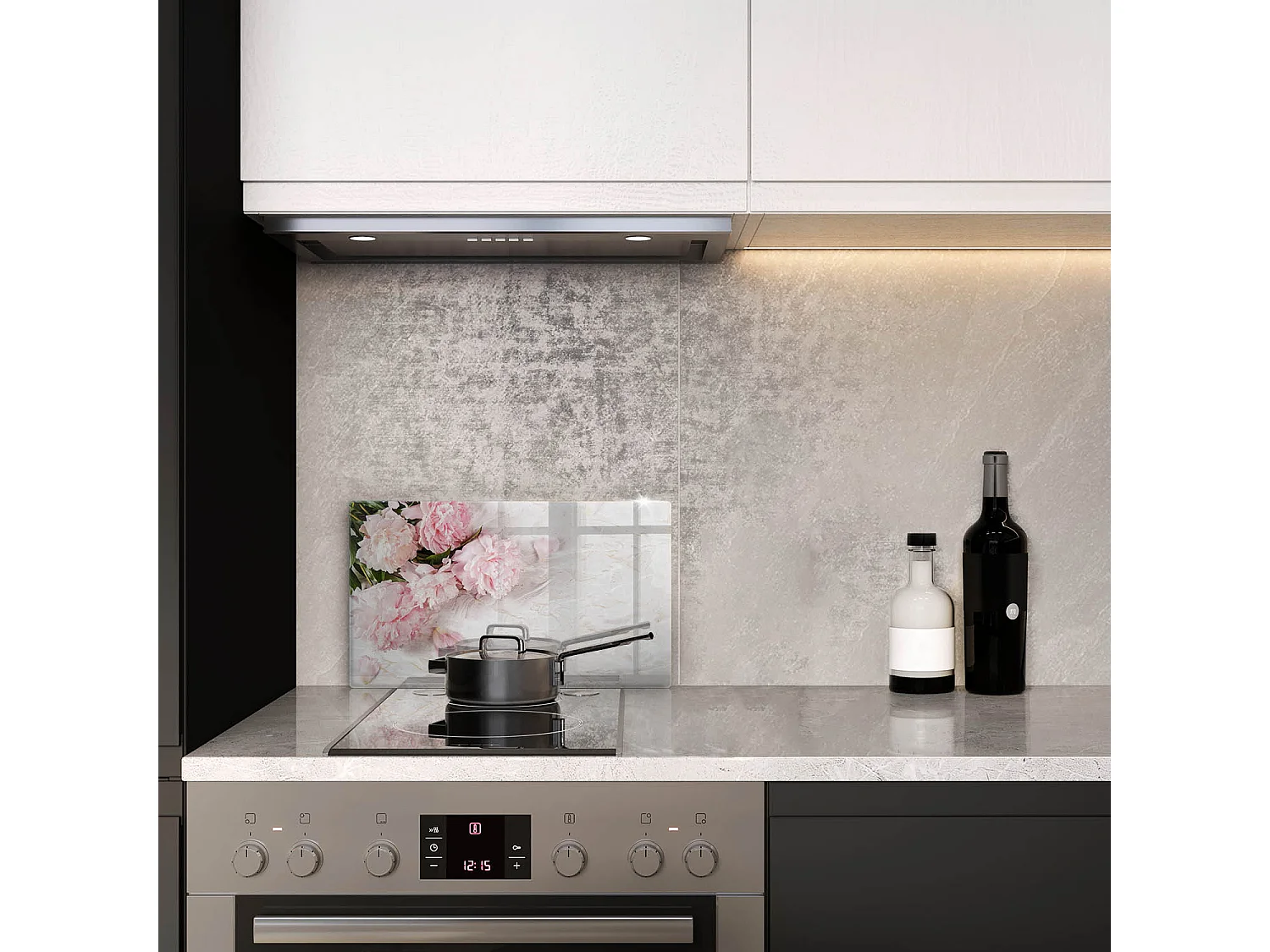 Planche de cuisine rectangulaire en verre, 52x30 cm Fleurs roses délicates