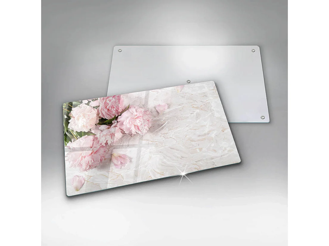 Planche de cuisine rectangulaire en verre, 52x30 cm Fleurs roses délicates