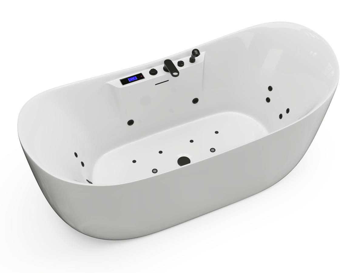 Whirlpool-Badewanne asymmetrisch mit LED-Beleuchtung - Weiß - 190 l - 180 x günstig online kaufen