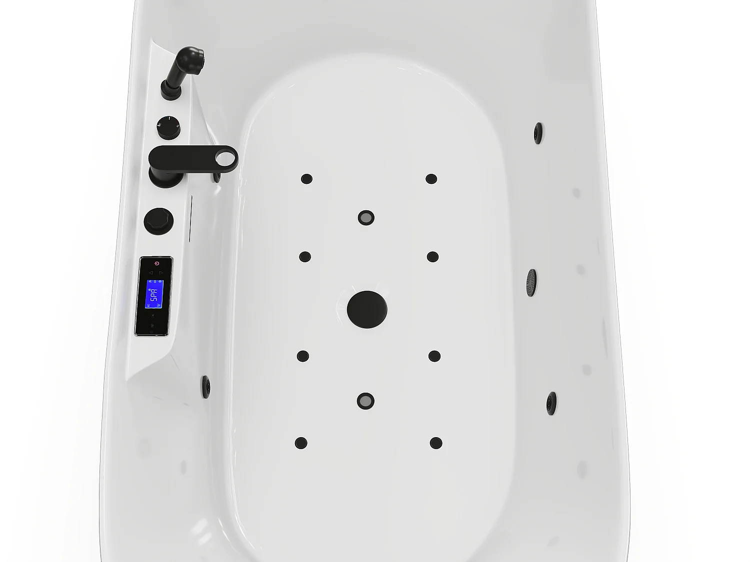 Asymmetrisk spabadekar med LED-lys - Hvidt - 190 L - insulin rotation bad - 180 x 80 x 74 cm - BOLAZA