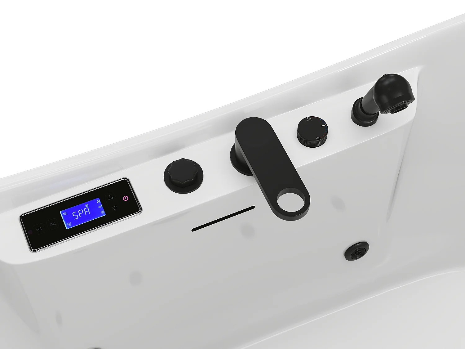 Asymmetrisk spabadekar med LED-lys - Hvidt - 190 L - insulin rotation bad - 180 x 80 x 74 cm - BOLAZA