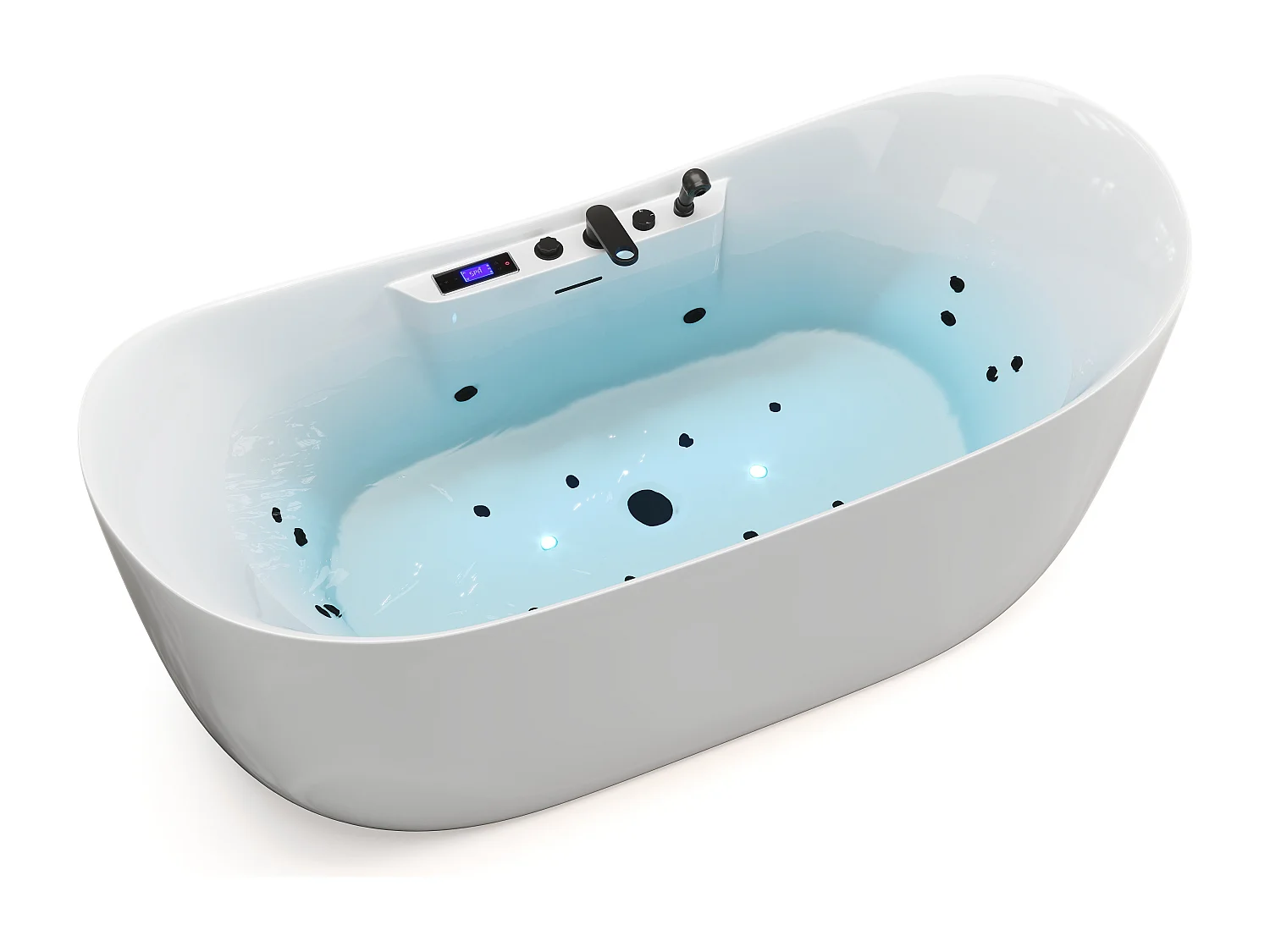 Asymmetrisk spabadekar med LED-lys - Hvidt - 190 L - insulin rotation bad - 180 x 80 x 74 cm - BOLAZA