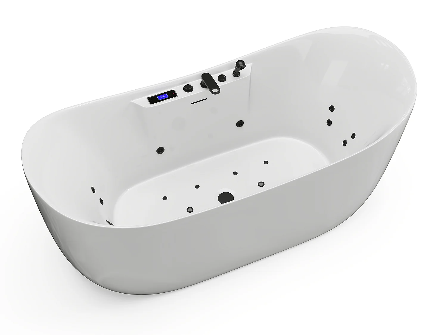 Bañera de hidromasaje asimétrica con luces LED - Blancoa - 190 L - 180 x 80 x 74 cm - BOLAZA